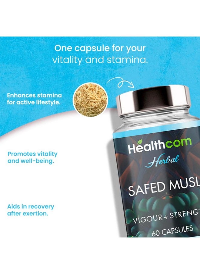 Healthcom Healthcom Safed Musli Extract 60 Capsules 500mg | Natural Immunity Booster | Enhances Energy, Sports Performance & Stamina | Supports Healthy Bones, Fast Recovery & Overall Wellness  - Image 2