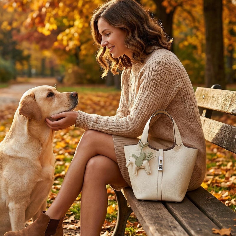 Kadynow Tote Bag for Women Vegan Leather Bucket Purse for Women Top Handle Handbag Shoulder Bag with Detachable Small Purse Beige - Image 3