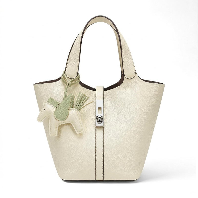 Kadynow Tote Bag for Women Vegan Leather Bucket Purse for Women Top Handle Handbag Shoulder Bag with Detachable Small Purse Beige - Image 1