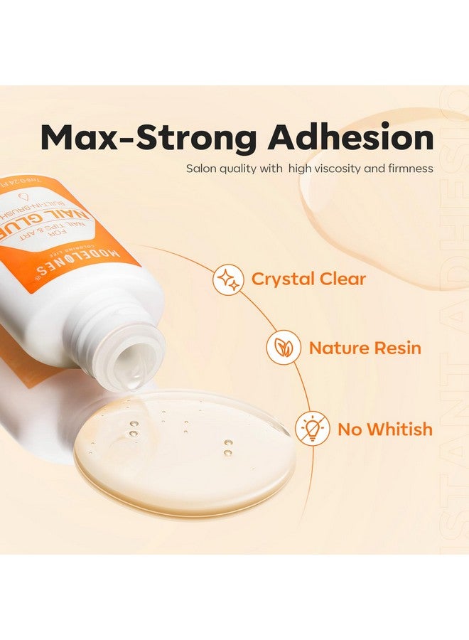 Modelones Nail Glue for Press Ons Nails Glue Strong 2pcs 14ml Nails Tips Glue Brush On Nails Glue Long Lasting Adhesive Nail Glue NO Cure - Image 3