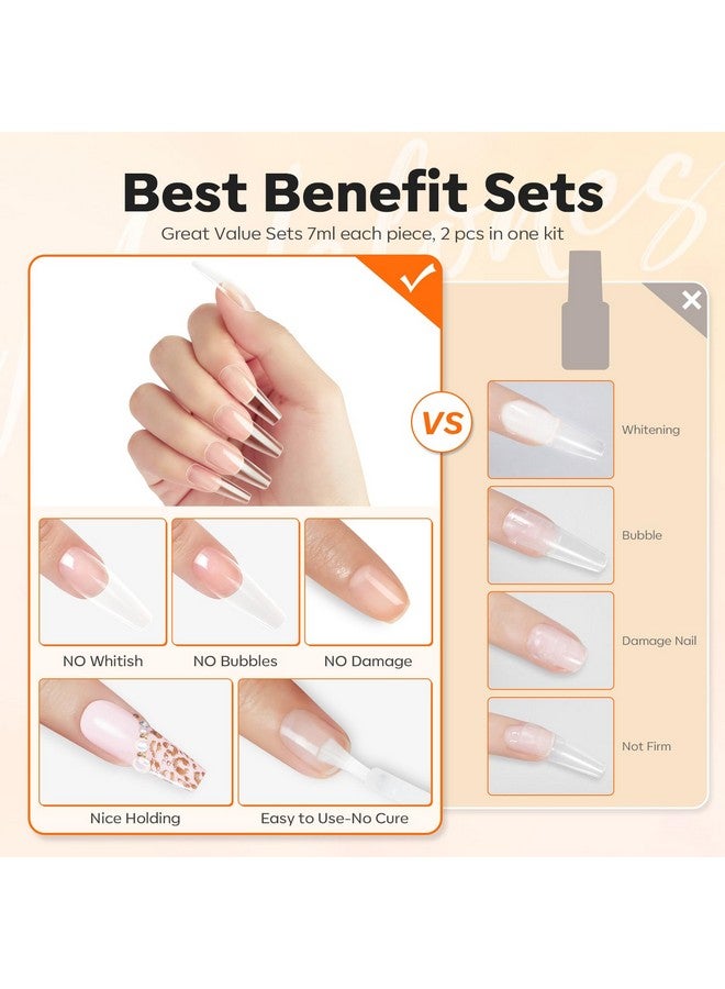 Modelones Nail Glue for Press Ons Nails Glue Strong 2pcs 14ml Nails Tips Glue Brush On Nails Glue Long Lasting Adhesive Nail Glue NO Cure - Image 5