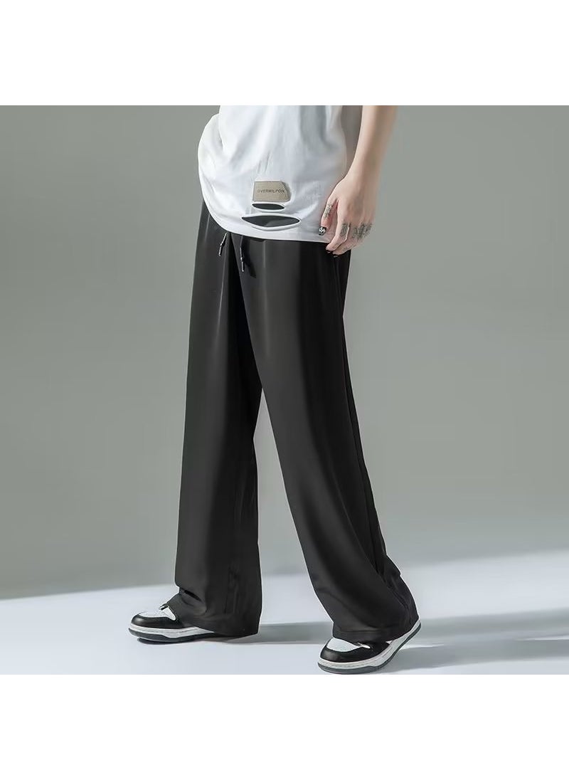 Generic - White Wide-Leg Mens Trousers for Spring Autumn Grey - Image 1