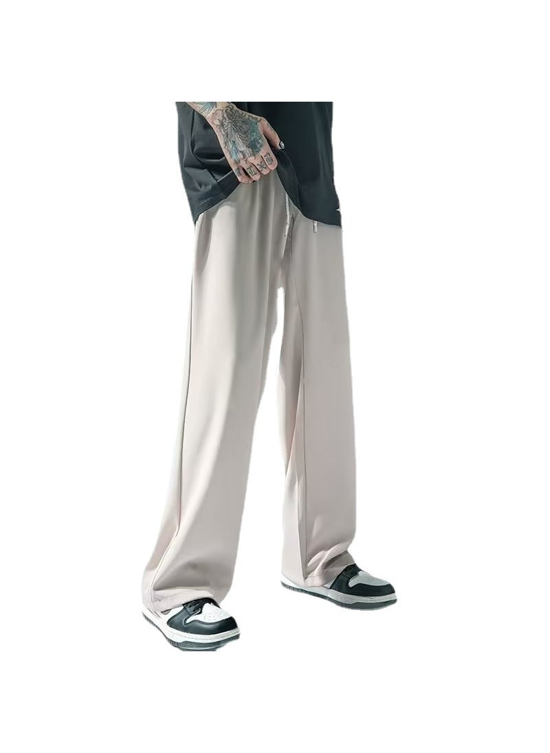 Generic - White Wide-Leg Mens Trousers for Spring Autumn Grey - Image 1