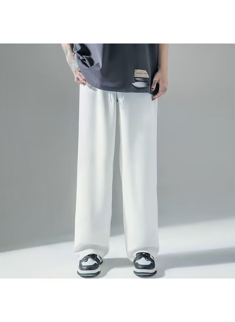 Generic - White Wide-Leg Mens Trousers for Spring Autumn Grey - Image 1