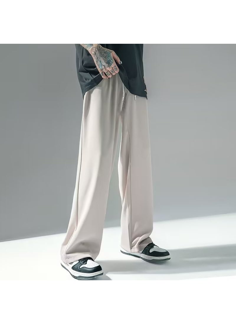 Generic - White Wide-Leg Mens Trousers for Spring Autumn Grey - Image 1