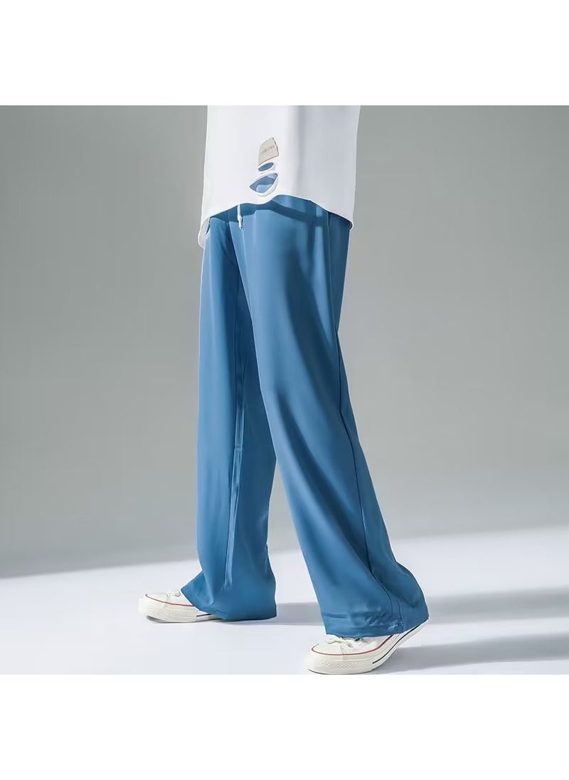 Generic - White Wide-Leg Mens Trousers for Spring Autumn Grey - Image 1