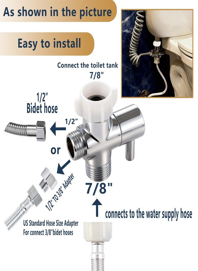 YRDL Bidet T Adapter with Shut off Valve,Metal T Valve for Bidet 7/8” X 7/8” X 1/2”or 3/8”,Tee Connector Bidet Attachment for Toilet… - Image 3