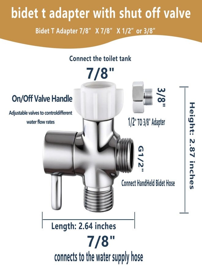 YRDL Bidet T Adapter with Shut off Valve,Metal T Valve for Bidet 7/8” X 7/8” X 1/2”or 3/8”,Tee Connector Bidet Attachment for Toilet… - Image 4