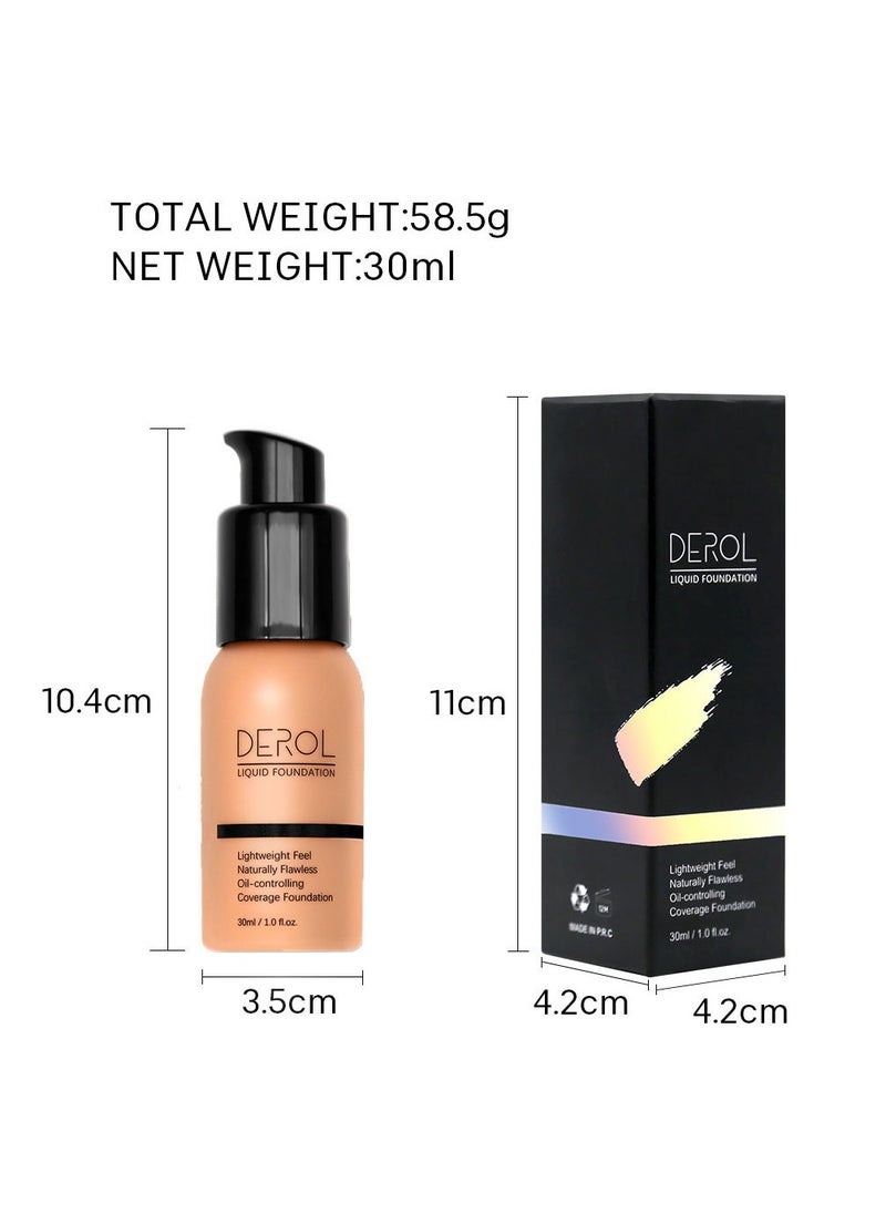 DEROL - Liquid Foundation-Full Coverage Makeup Matte Waterproof Dewy Lightweight Feel Flawless Oil-Controlling Coverage Smooth Face Foundations 24 Hours Soft Nature Base Skin Tint - Image 1