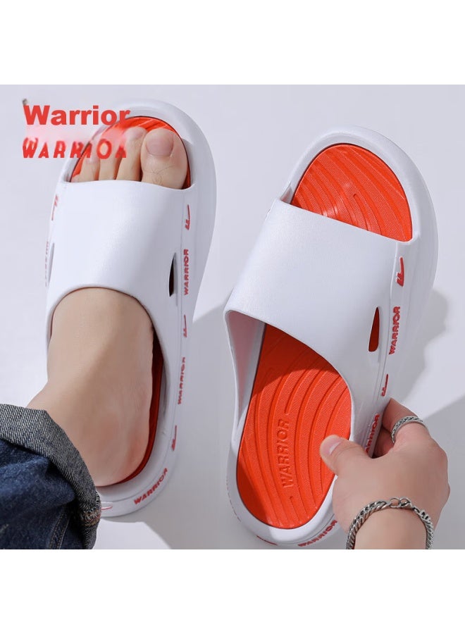 Pull Back Warrior Soft Cushion Thick-soled Men's Sports Indoor And Outdoor Wear-resistant Non-slip Sandals Hl3992 White Orange Size 46-47 - Image 1