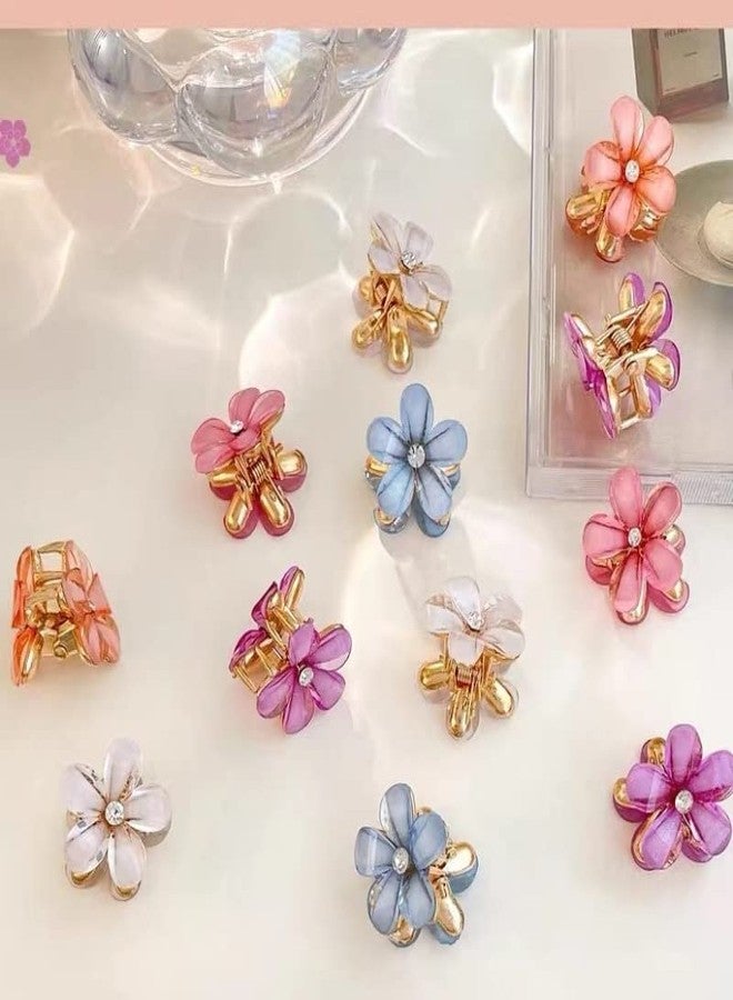 EPARTY إي بارتي - 6 قطع من مشابك الشعر المزدوجة الجوانب على شكل زهرة كريستالية مرصعة بأحجار الراين، مصنوعة من سبيكة معدنية، مثالية للفتيات، إكسسوارات تصفيف شعر صيفية رائعة، متعددة الاستخدامات - Image 3