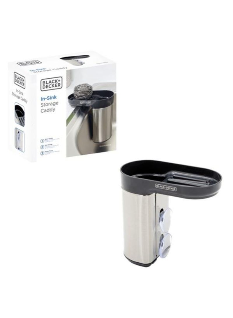 Black+Decker Inside Sink Tidy Storage Caddy Silver and Black 63889 - Image 1