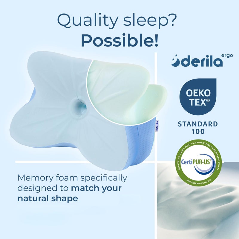 Derila Ergo Cervical Neck Pillow for Sleeping Pillow Contour Memory Foam Pillows for Back, Side Sleeper Pillows 21.25 x 14.17 x 4.72 inches - Image 3