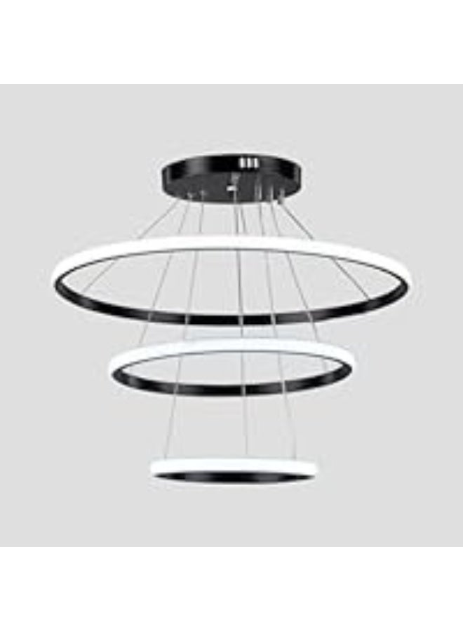 zoba Modern LED circular ring chandelier with remote control - 3 pieces - 4221 - black  - Image 2