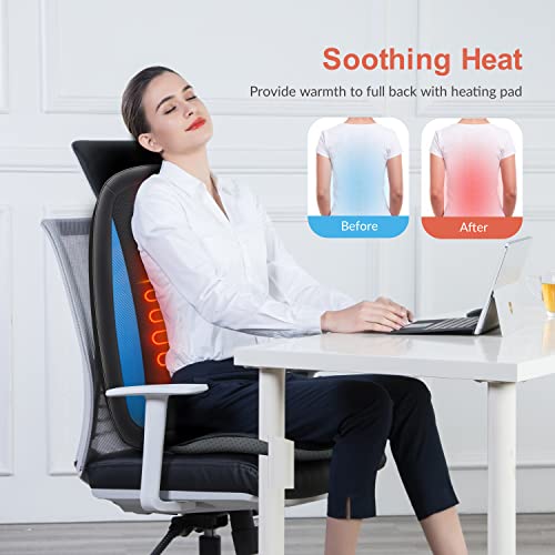 COMFIER مُدَلِّك الظهر COMFIER بتقنية الشياتسو مع حرارة، وسادة تدليك عميق، وسادة كرسي تدليك للظهر بالكامل، مُدَلِّك للجسم للاستخدام في المنزل أو المكتب، هدية - Image 2