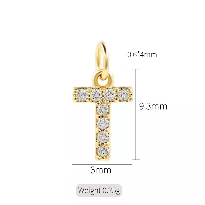 Exquisite simple micro inlaid zircon English 26 letter pendant necklace women 14k gold color pendant diy jewelry accessories H-10327（T）