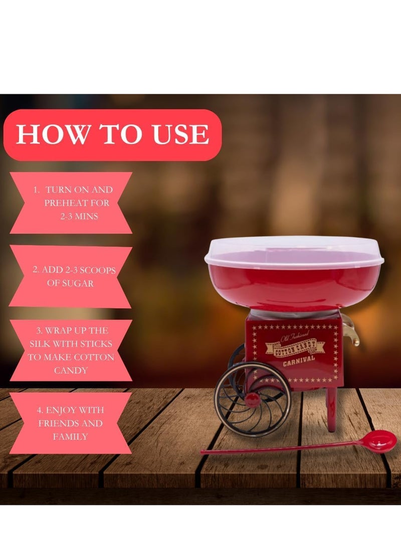 ماكينة صنع حلوى القطن - تصميم كلاسيكي بقوة 500 واط - سهلة الاستخدام - مثالية للحفلات المنزلية وليالي الأفلام وديكور المطبخ - ماكينة صنع السكر القطني - Image 2