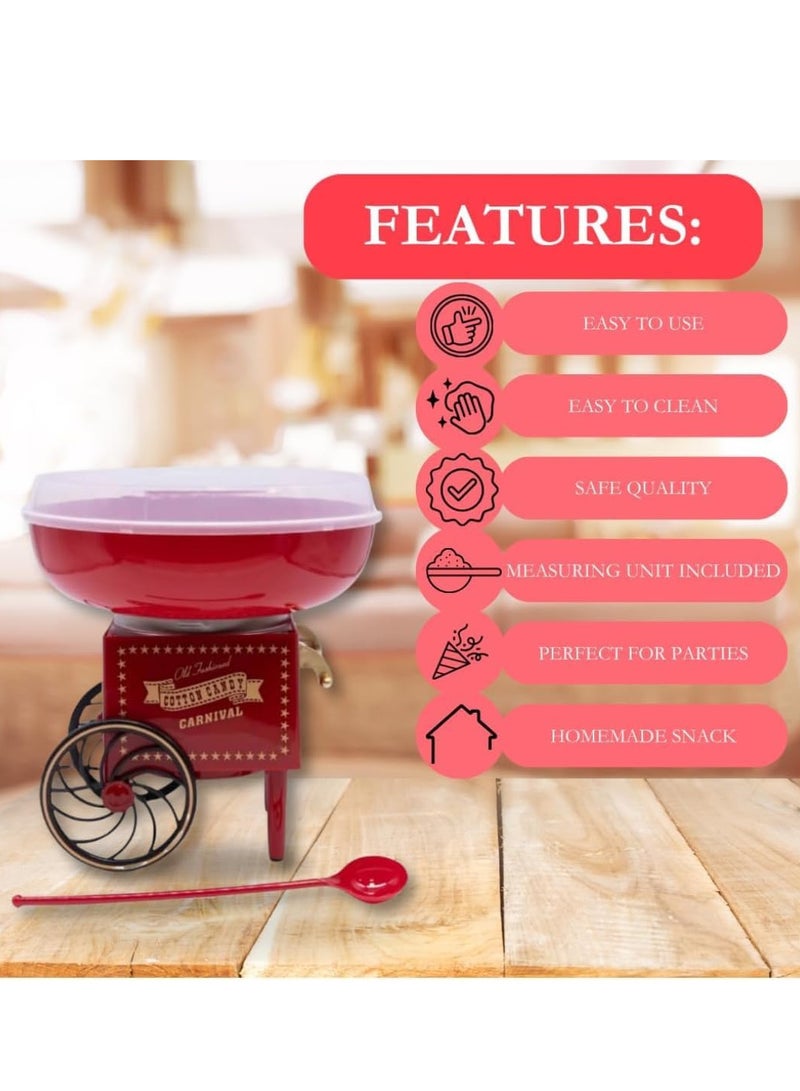 ماكينة صنع حلوى القطن - تصميم كلاسيكي بقوة 500 واط - سهلة الاستخدام - مثالية للحفلات المنزلية وليالي الأفلام وديكور المطبخ - ماكينة صنع السكر القطني - Image 5