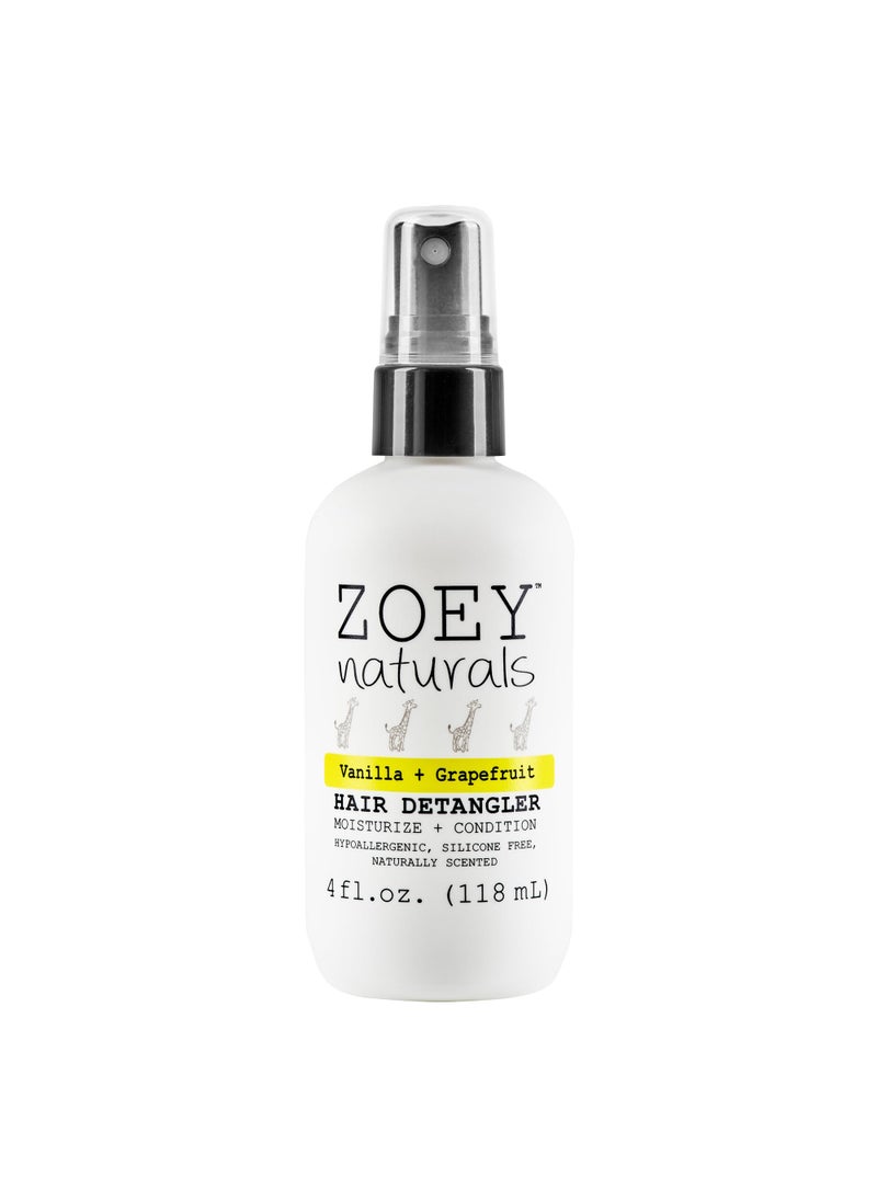 Absolutely Natural Zoey Naturals - Vanilla Grapefruit Hair Detangler Spray for Kids - Moisturizes Scalp & Fights Tangles & Dry Hair - Non-Toxic Tear-Free Leave-In Conditioner Treatment for Babies - Made in the USA, 4 Oz 
