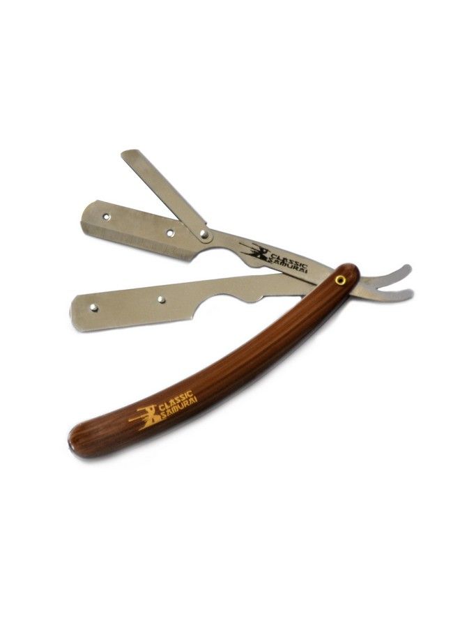Classic Samurai Stainless Steel Professional Barber Straight Edge Razor With 100 Count Single Edge Razor Blades (Brown) - Image 5