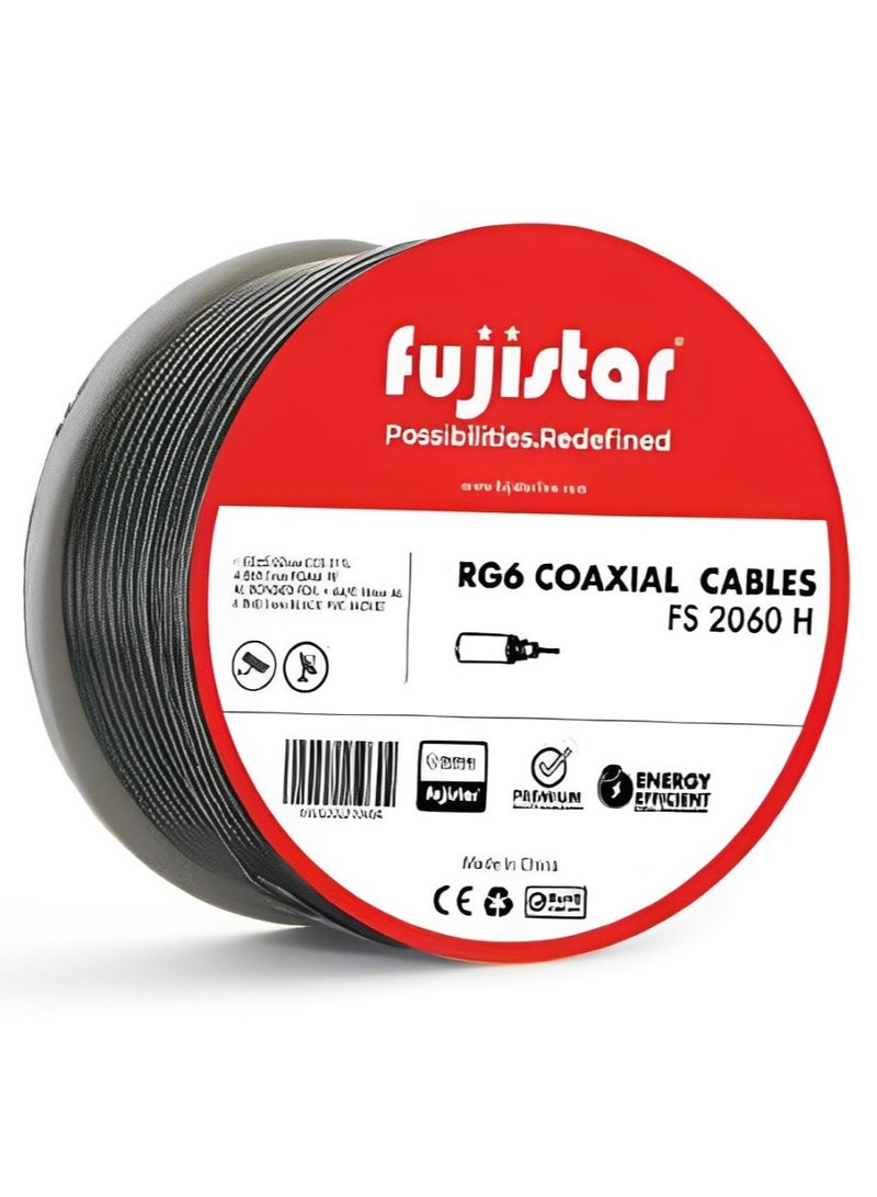 فوجي ستار كابل محوري FS-2060H RG6 - كابل محوري عالي الجودة من الدرجة الأولى 60Y لنقل إشارة فائق (10 لفات لكل كرتونة)