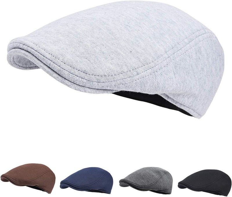 FEINION Men Cotton Newsboy Cap Soft Fit Cabbie Hat - Image 4