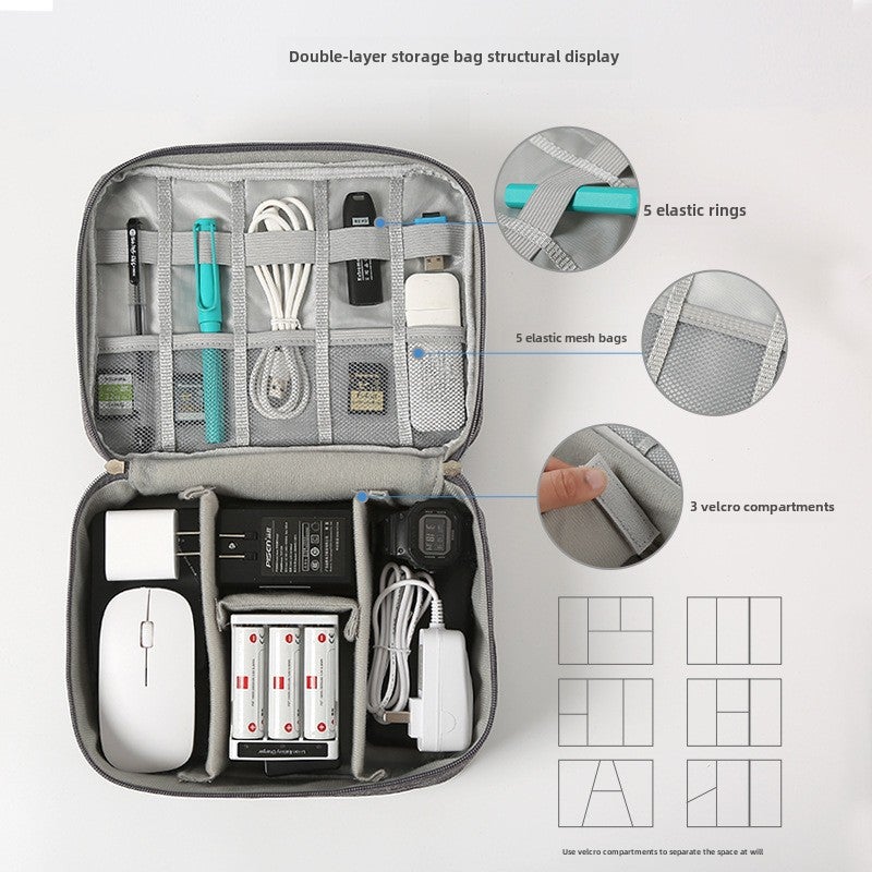 Digital Storage Bag Sky Blue Compact & Portable - Durable Protective Organizer Versatile Storage Pouch for Travel Home Desktop Digital Accessories - Image 3
