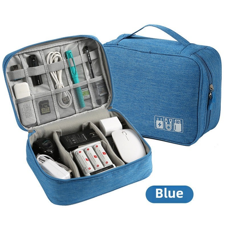 Digital Storage Bag Sky Blue Compact & Portable - Durable Protective Organizer Versatile Storage Pouch for Travel Home Desktop Digital Accessories - Image 1