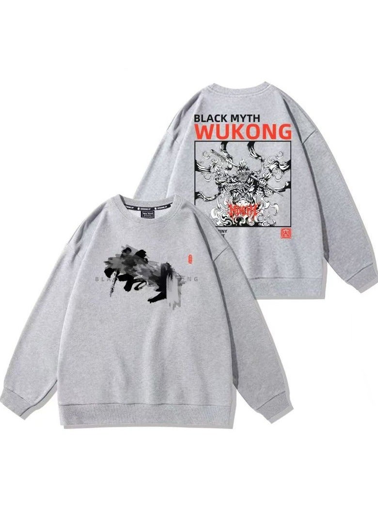 MQD Black Mythical Loose Round Neck Hoodie 