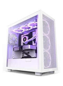 NZXT H7 Flow - CM-H71FW-01 - ATX Mid Tower PC Gaming Case - Front I/O USB Type-C Port - Quick-Release Tempered Glass Side Panel - Vertical GPU Mount - Integrated RGB Lighting - White
