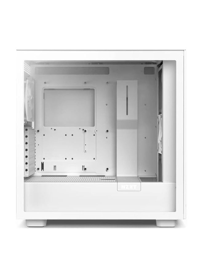 NZXT - NZXT H7 Flow - CM-H71FW-01 - ATX Mid Tower PC Gaming Case - Front I/O USB Type-C Port - Quick-Release Tempered Glass Side Panel - Vertical GPU Mount - Integrated RGB Lighting - White - Image 1
