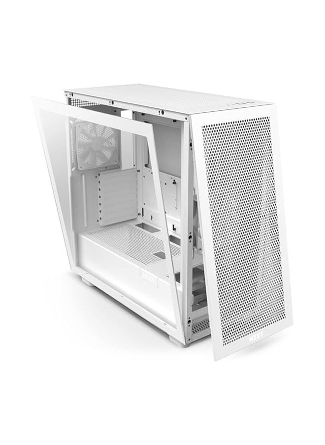NZXT - NZXT H7 Flow - CM-H71FW-01 - ATX Mid Tower PC Gaming Case - Front I/O USB Type-C Port - Quick-Release Tempered Glass Side Panel - Vertical GPU Mount - Integrated RGB Lighting - White - Image 1
