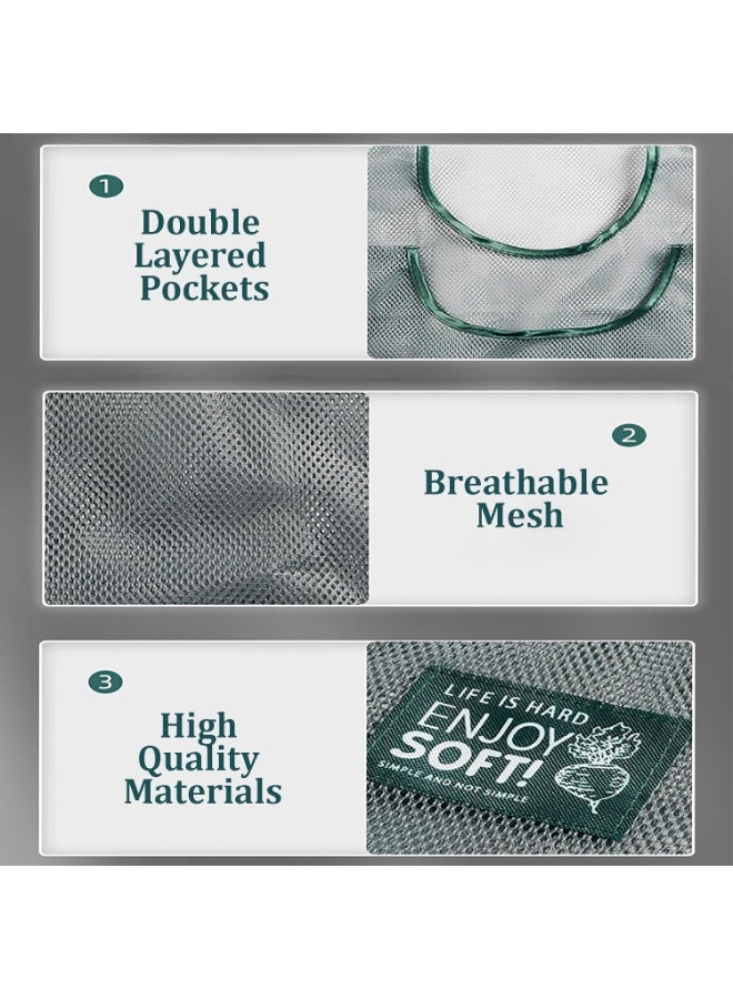 3pcs Hanging Mesh Storage Bags Reusable Produce Bags Dual Pocket Net Bag for Kitchen Fruit Vegetable Garlic Onion Potatoes Tomatoes Storage Bags - Image 5