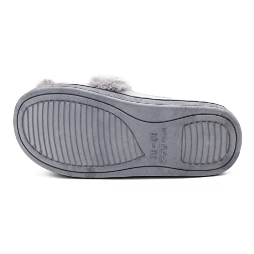 VRITRAZ Women's , Comfort Slip On Closed Toe Warm Winter House Clog Slipper (Grey, UK-6) - Image 4