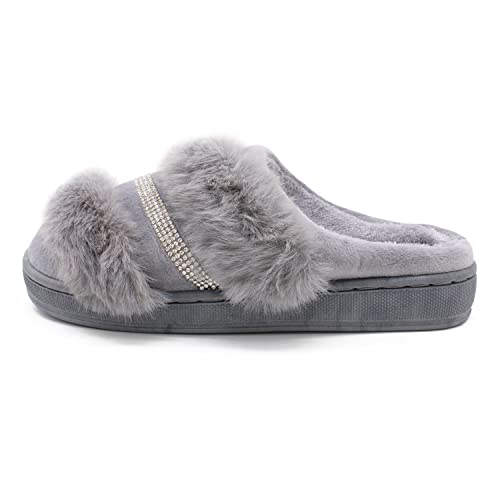 VRITRAZ Women's , Comfort Slip On Closed Toe Warm Winter House Clog Slipper (Grey, UK-6) - Image 5
