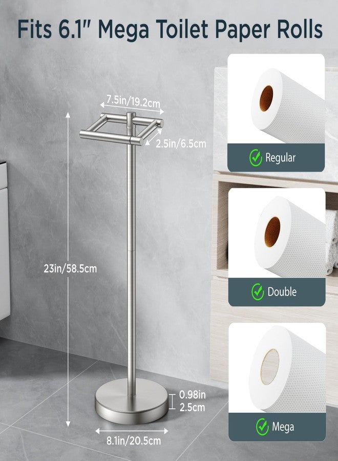 FORIOUS Toilet Paper Holder Stand, Freestanding Tissue Roll Holder for Bathroom, Pivoting Design, Durable SUS 304 Stainless Steel and Weighted Base Toilet Paper Stand, Stainless Steel - Image 5