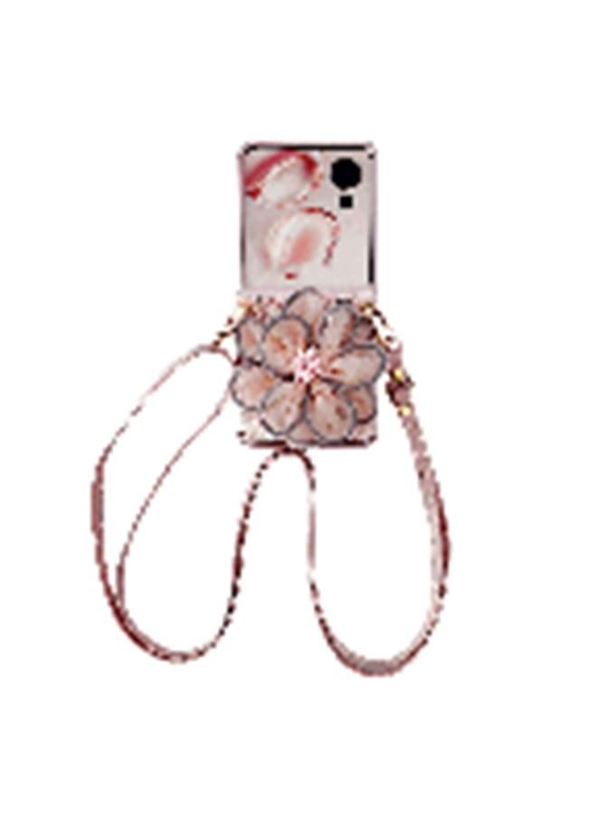 S-TOP Case For Honor Magic V Flip Colorful Woven Pattern 3D Yarn Flower Phone Case with Lanyard - Image 1