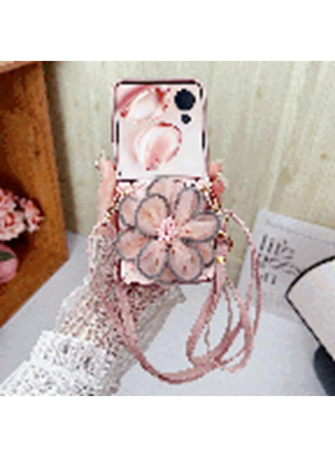 S-TOP Case For Honor Magic V Flip Colorful Woven Pattern 3D Yarn Flower Phone Case with Lanyard - Image 2