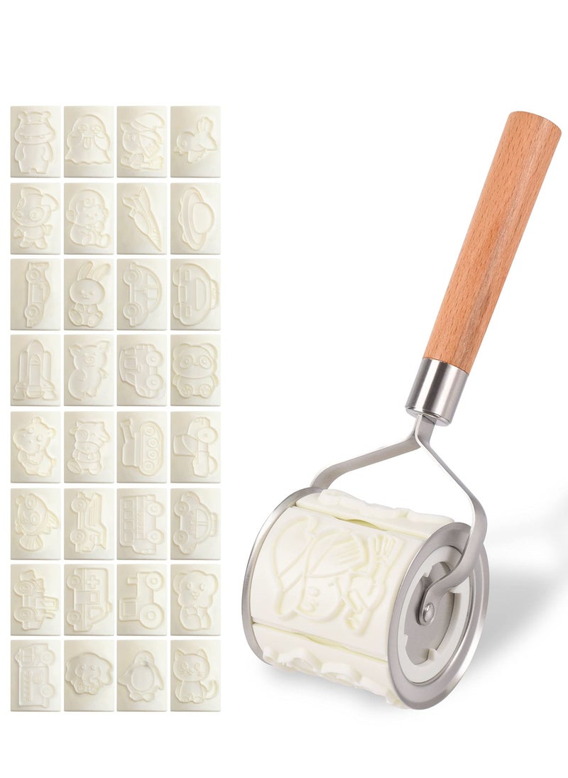 Excefore - Rolling Baking Molds Cookie Cutters Set - Cartoon Animal Cookie Cutter, Reusable Biscuit Cutter with 32 Animals Patterns Embossed Cookie Stamps - Image 1