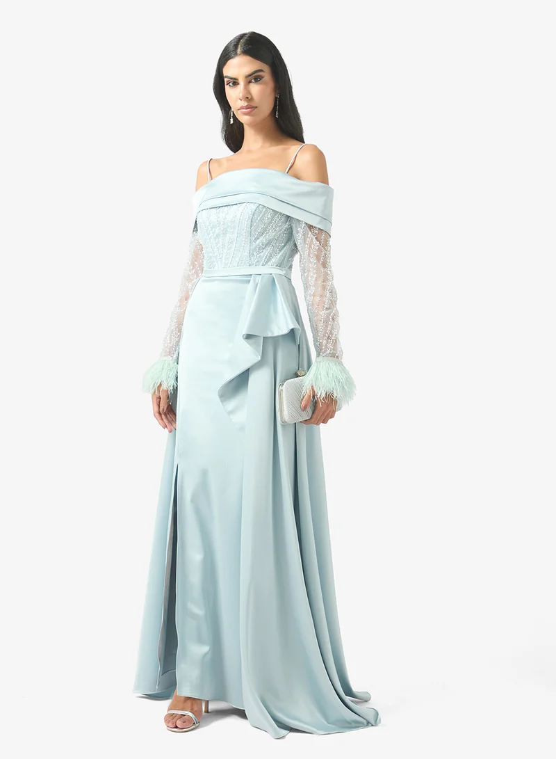 Akadia Fashion  Off Shoulder Sequin Tulle Dress for Women | Best Price UAE