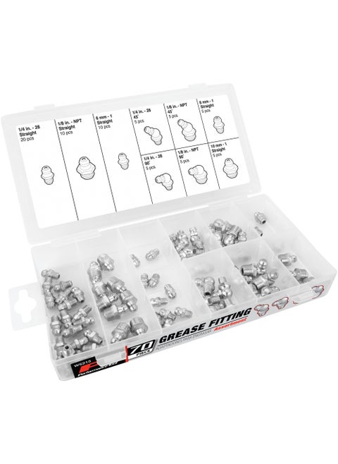 Performance Tool W5215 Performance Tool SAE/MET Grease Fitting Assortment - 70 Piece