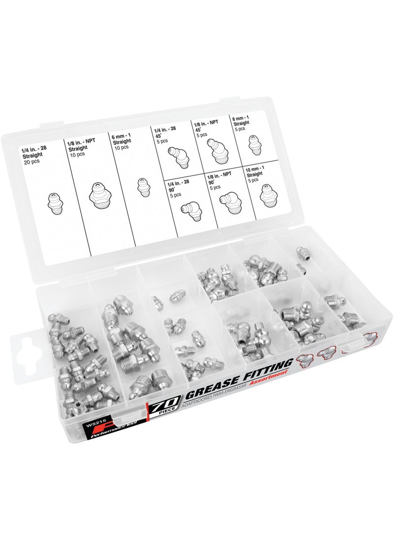Performance Tool Performance Tool W5215 Performance Tool SAE/MET Grease Fitting Assortment - 70 Piece 