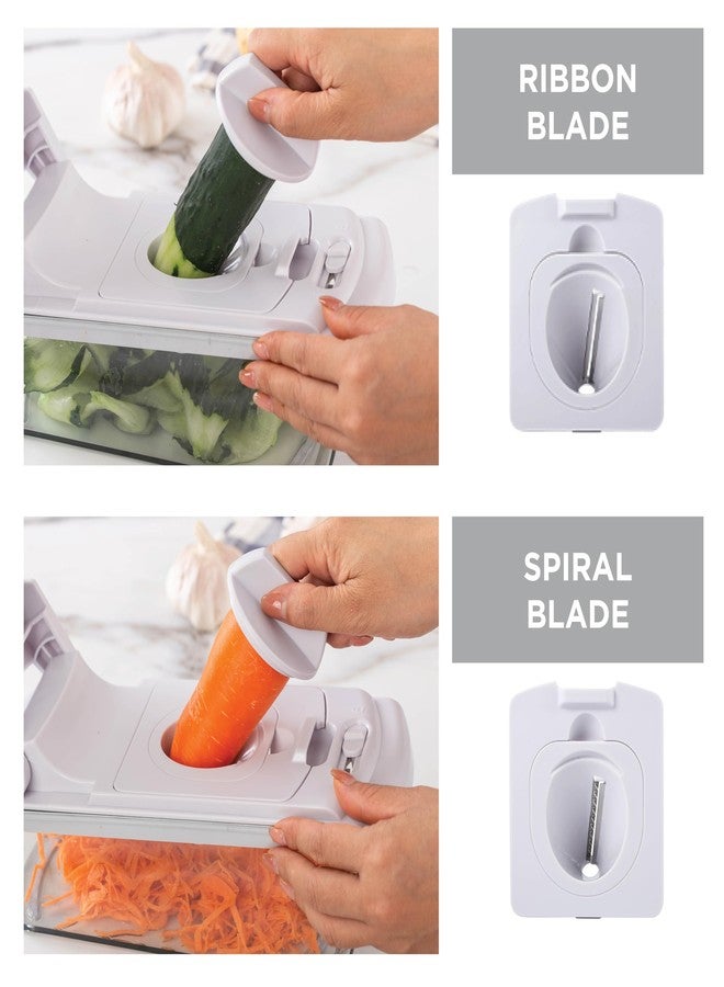 كوك ويذ كولرز قطاعة خضراوات متعددة الوظائف من كوك وذ كلر - قطاعة خضراوات متعددة الوظائف 11 في 1 مع وعاء - قطاعة طعام لتقطيع الخضراوات إلى مكعبات، وفرم، وشرائح، وتقطيعها إلى شرائح رفيعة، وتقطيعها إلى حلزونات، رمادي - Image 3