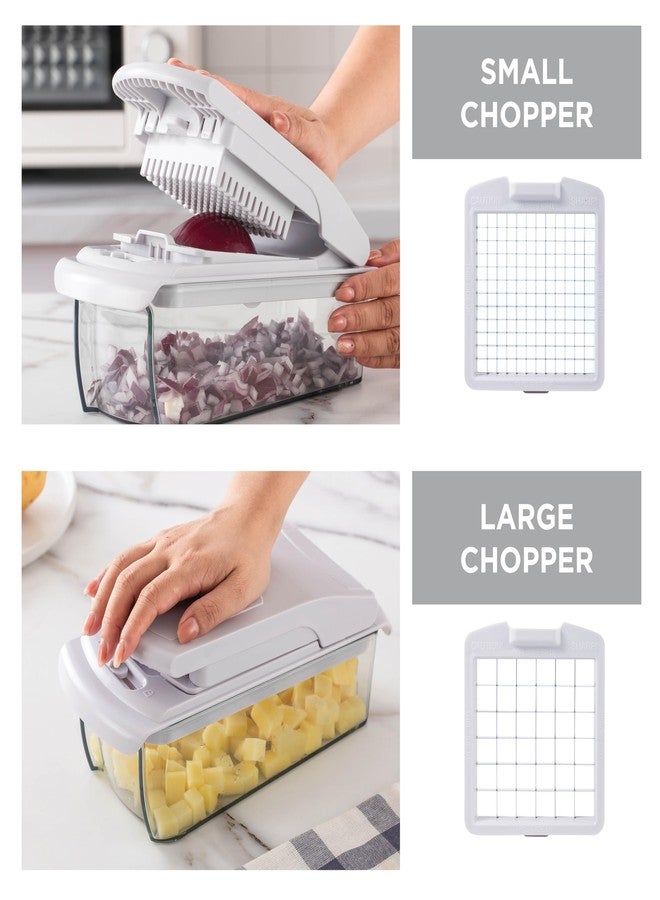 كوك ويذ كولرز قطاعة خضراوات متعددة الوظائف من كوك وذ كلر - قطاعة خضراوات متعددة الوظائف 11 في 1 مع وعاء - قطاعة طعام لتقطيع الخضراوات إلى مكعبات، وفرم، وشرائح، وتقطيعها إلى شرائح رفيعة، وتقطيعها إلى حلزونات، رمادي - Image 4