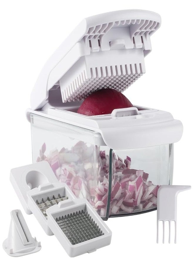 كوك ويذ كولرز قطاعة خضراوات متعددة الوظائف من كوك وذ كلر - قطاعة خضراوات متعددة الوظائف 11 في 1 مع وعاء - قطاعة طعام لتقطيع الخضراوات إلى مكعبات، وفرم، وشرائح، وتقطيعها إلى شرائح رفيعة، وتقطيعها إلى حلزونات، رمادي - Image 1