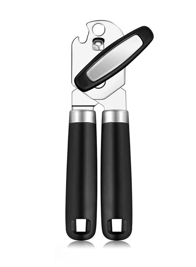 HOOTO Heavy Duty Stainless Steel Smooth Edge Manual Can and Bottle Opener,Soft Comfort Handle, Extra Large Handheld Turn Knob, Multifunctional Kitchen Tool, Black - Image 1