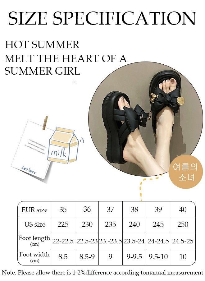 DUNISO - Women's Summer Walking Sandals Air Cushion Support Platform Open Tole Slippers Comfortable Casual Wedge Sandals with Non-slip Soles Thick Sole Beach Slippers Indoor and Out Door - Image 1