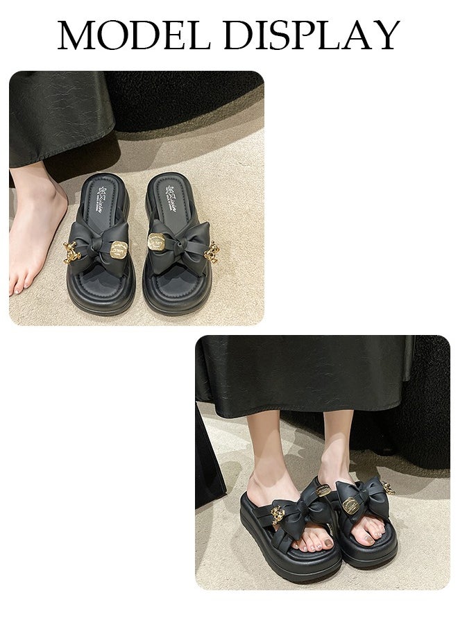DUNISO - Women's Summer Walking Sandals Air Cushion Support Platform Open Tole Slippers Comfortable Casual Wedge Sandals with Non-slip Soles Thick Sole Beach Slippers Indoor and Out Door - Image 1