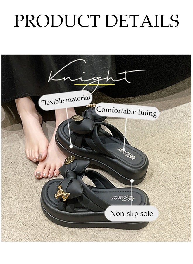 DUNISO - Women's Summer Walking Sandals Air Cushion Support Platform Open Tole Slippers Comfortable Casual Wedge Sandals with Non-slip Soles Thick Sole Beach Slippers Indoor and Out Door - Image 1