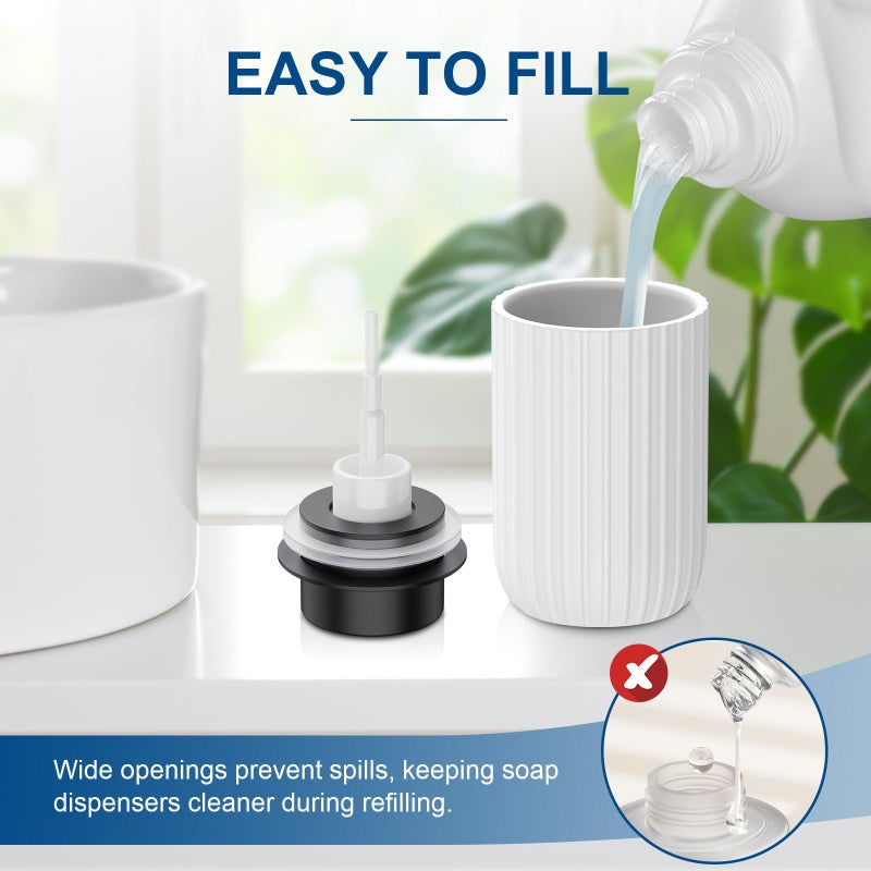 Dlirho Ceramic Foaming Soap Dispenser, 12 oz Bathroom Foam Hand Soap Dispenser, Refillable Lotion Soap Dispenser with Removable Pump for Kitchen Hand Wash Dispenser, Modern Home Decor(White) - Image 2